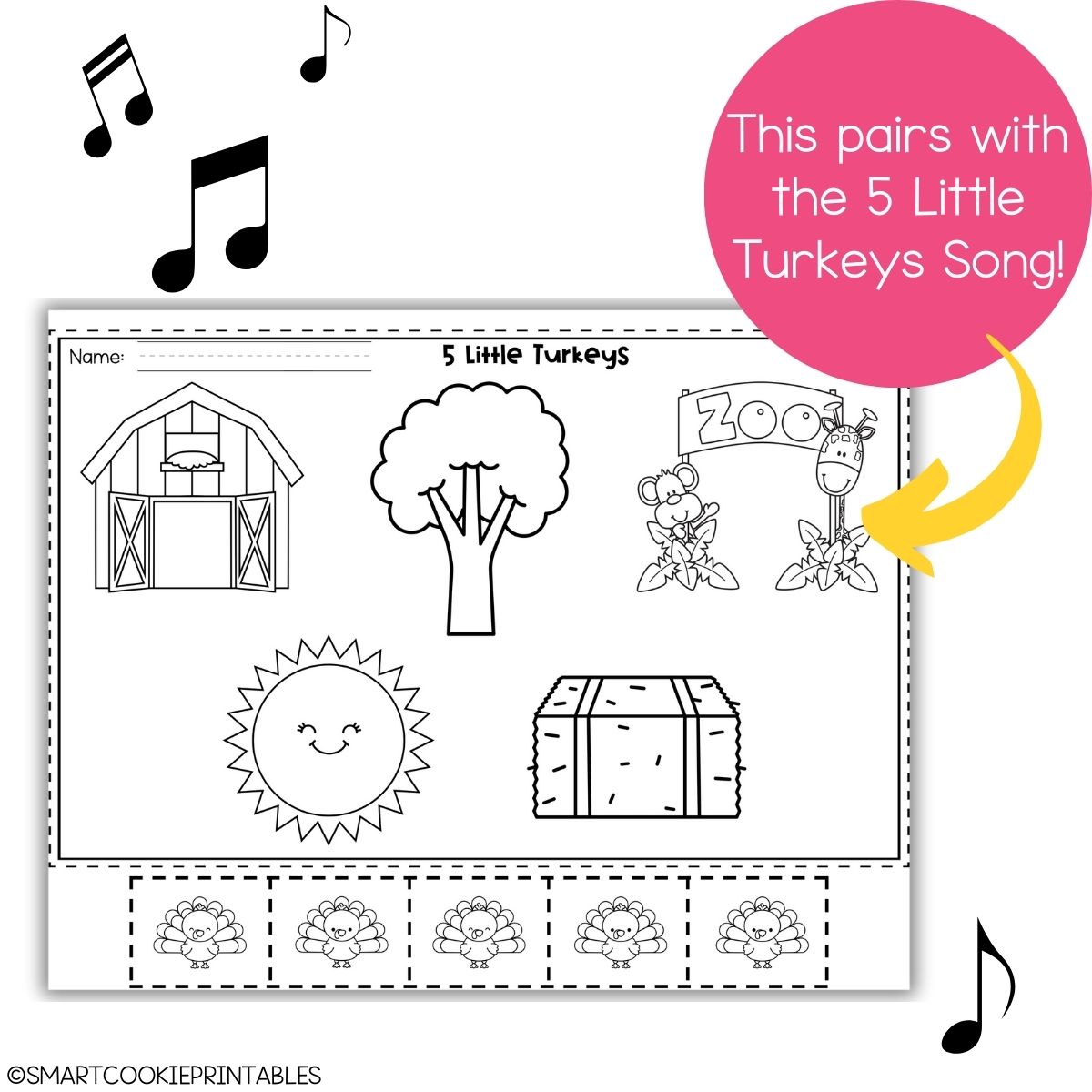 Free 5 Little Turkeys Storyboard Printable Activity For Kids Smart