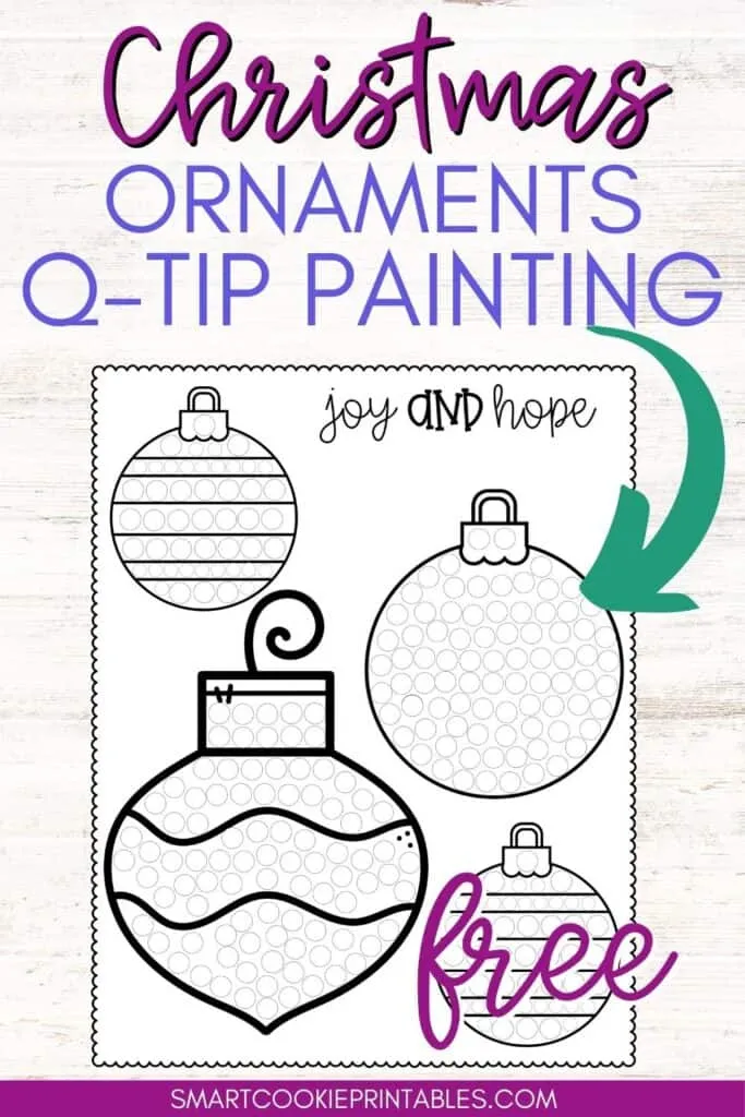 Free Christmas Ornaments Q-Tip Painting Printable - Smart Cookie Printables